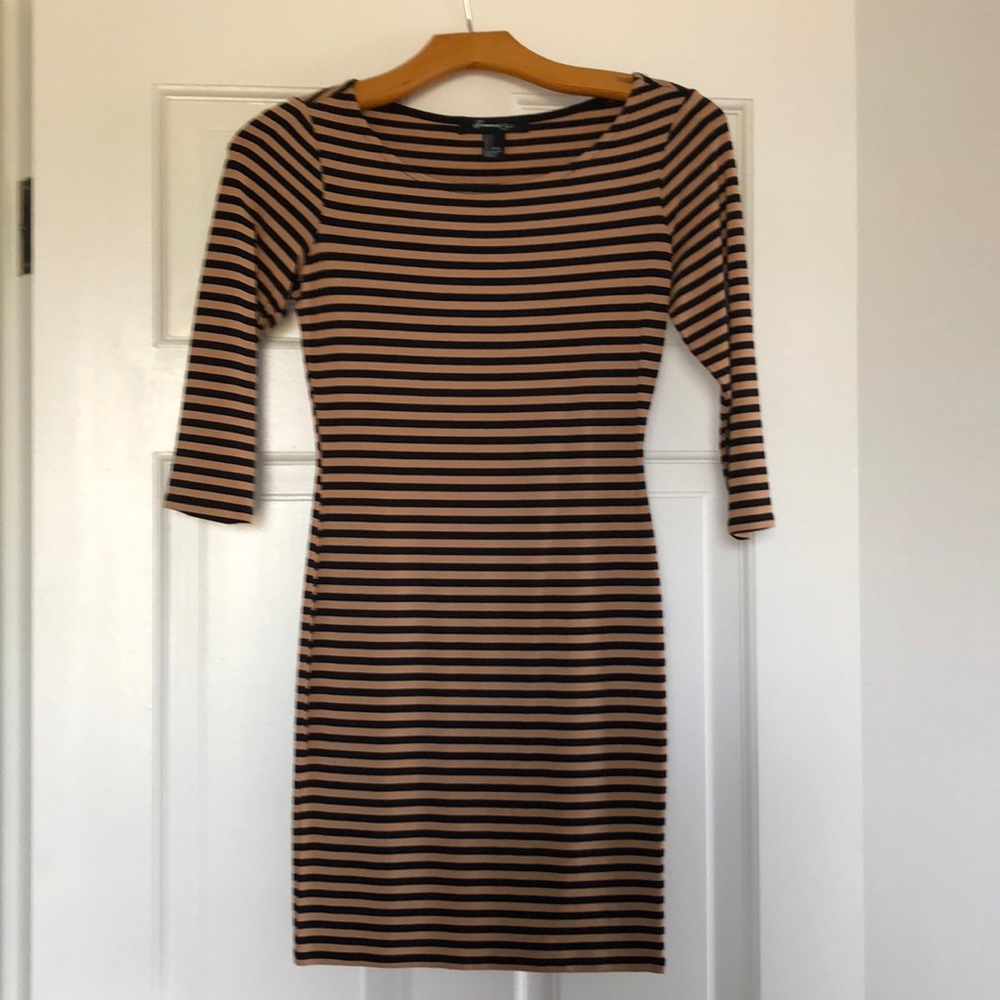 Black and Caramel striped dress